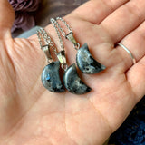 Small Larvikite Moon Necklace