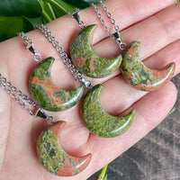 Gemstone Moon Pendant Necklace (choose stone