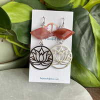Carnelian Lotus Flower Dangling Earrings