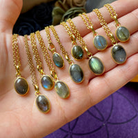 Labradorite Gold Pendant Necklace