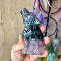 Rainbow Fluorite Howling Wolf