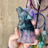 Rainbow Fluorite Howling Wolf