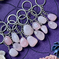 Rose Quartz Tumble Stone Keychain
