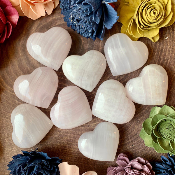 Pink Mangano Calcite Hearts