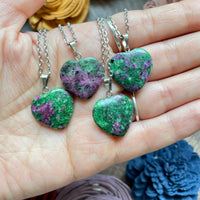 Small Ruby Zoisite Heart Necklace