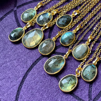 Labradorite Faceted Gold Pendant Necklace