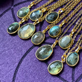 Labradorite Faceted Gold Pendant Necklace