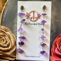 Dangling Amethyst Chip Earrings