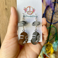 Silhouette Face Earrings (Choose Gemstone)