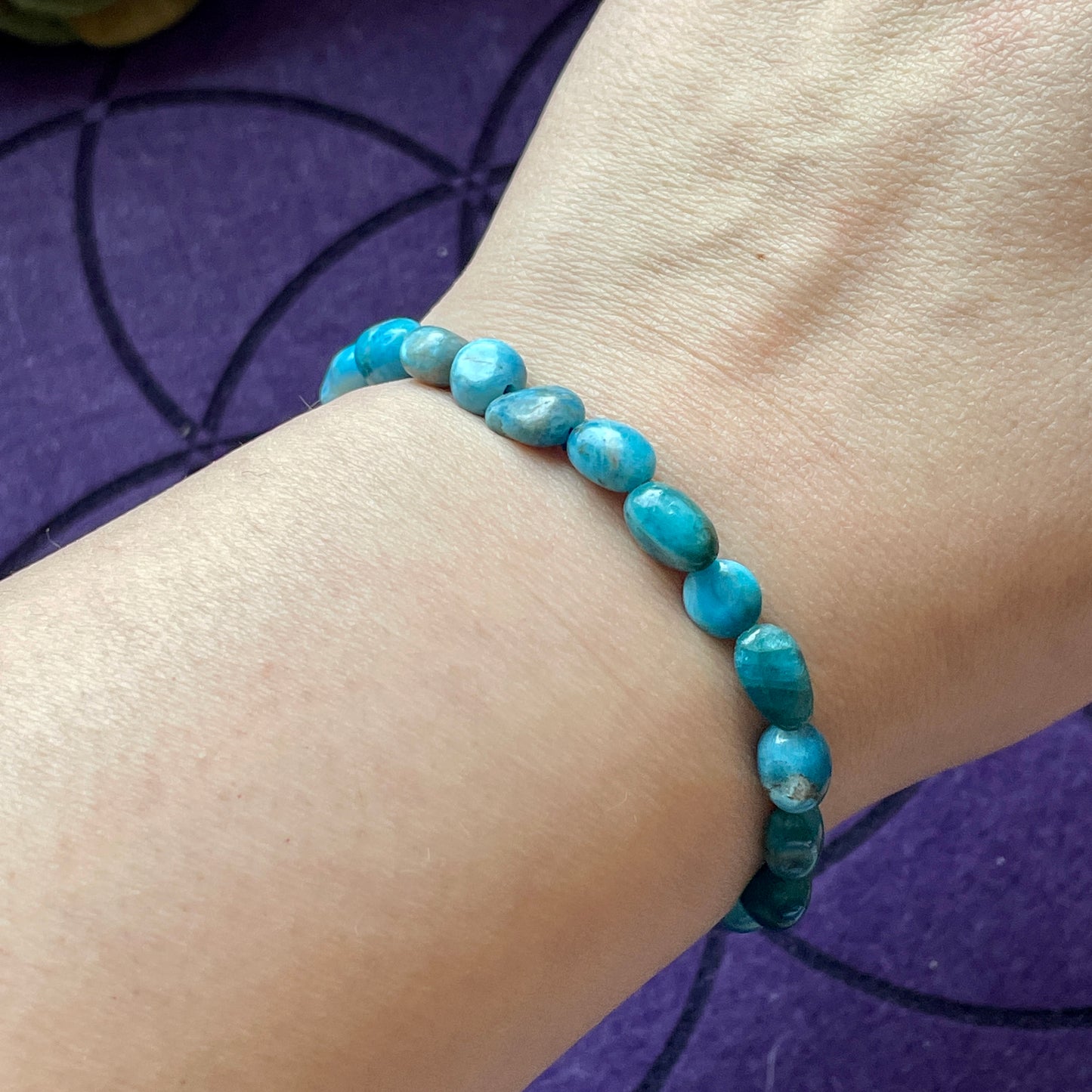 Blue Apatite Tumbled Stone Beaded bracelet
