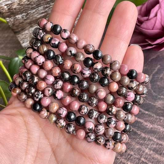 Rhodonite 6mm Beaded bracelet