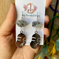 Silhouette Face Earrings (Choose Gemstone)