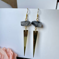Brass Spike Earrings (Choose Gemstone)