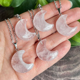 Gemstone Moon Pendant Necklace (choose stone