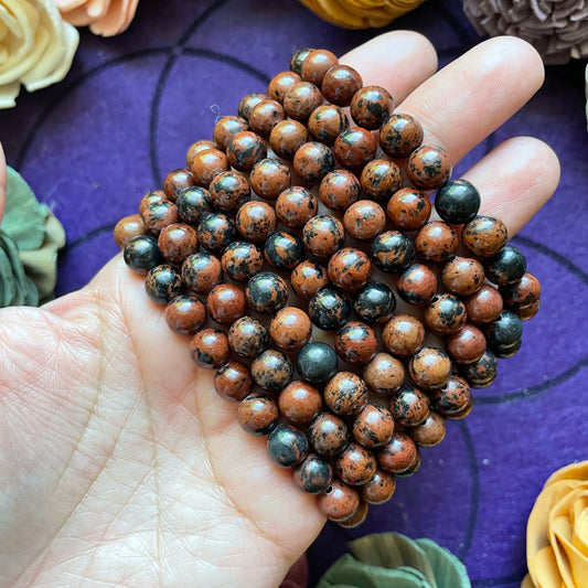 Mahogany Obsidian 8mm Beaded bracelet