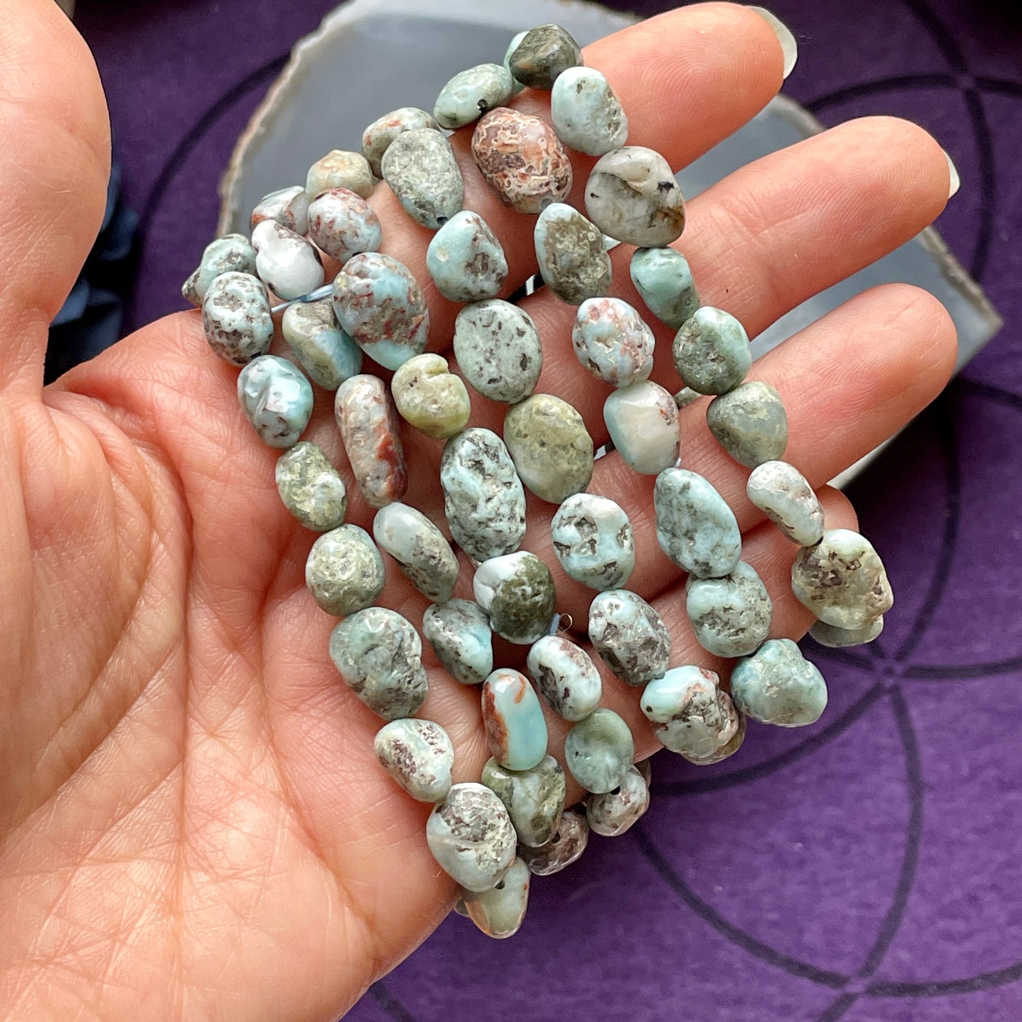 Larimar Tumbled Stone Beaded bracelet
