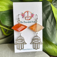 Carnelian Hamsa Hand Dangling Earrings