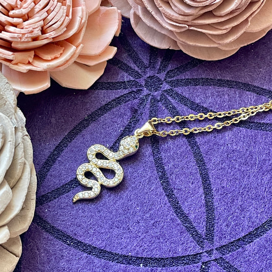 Gold Snake Charm Necklace
