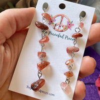 Dangling Carnelian Chip Earrings