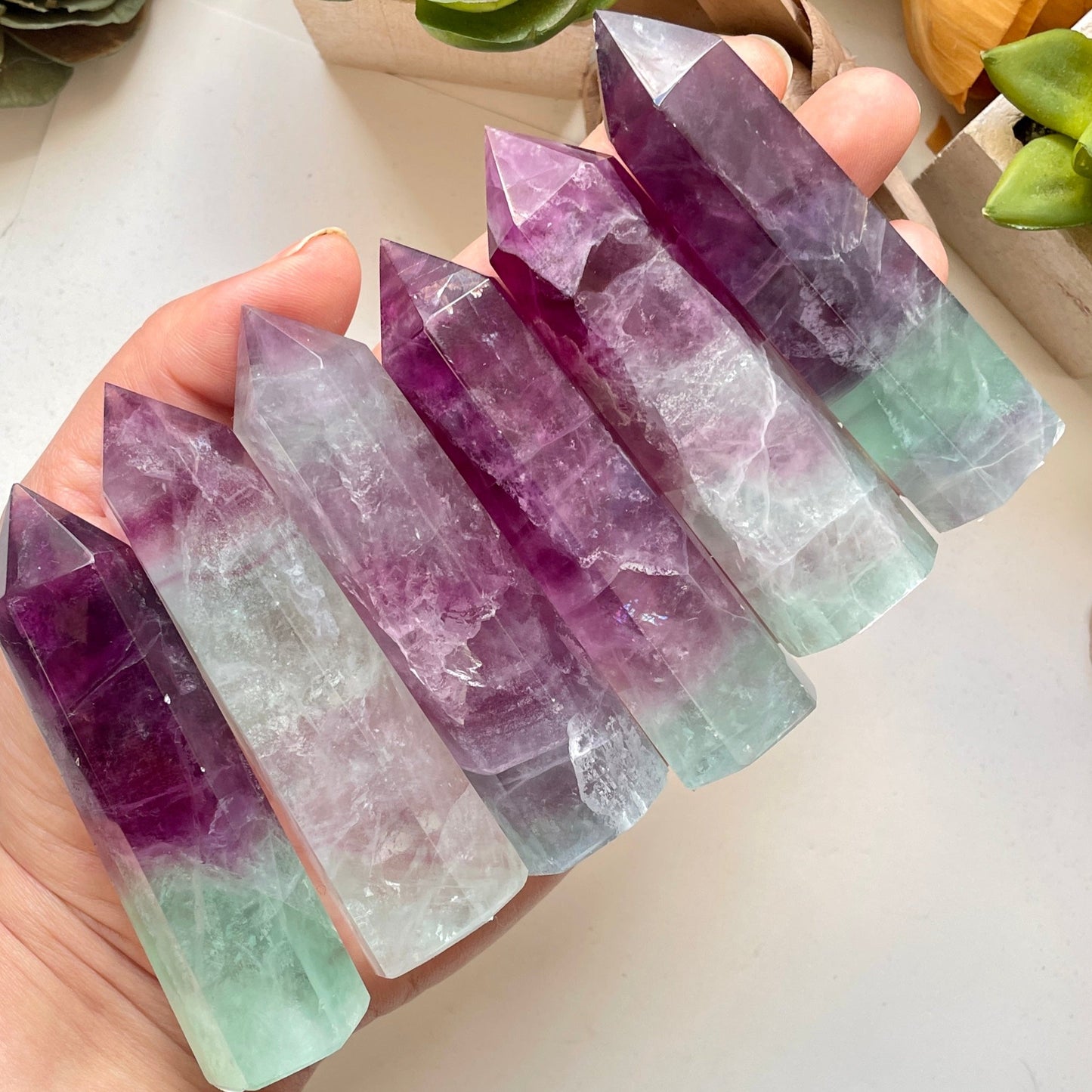 Watermelon Fluorite Tower Point