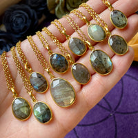 Labradorite Faceted Gold Pendant Necklace