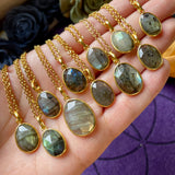 Labradorite Faceted Gold Pendant Necklace