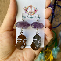 Silhouette Face Earrings (Choose Gemstone)