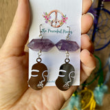 Silhouette Face Earrings (Choose Gemstone)