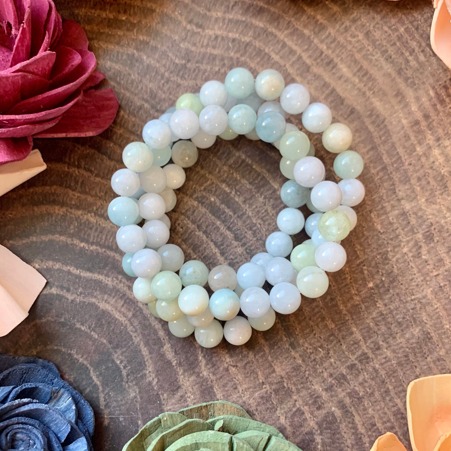Aquamarine 8mm beaded bracelet