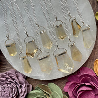 Sterling Silver Natural Citrine Freeform Necklace