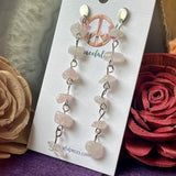 Dangling Rose Quartz Chip Earrings